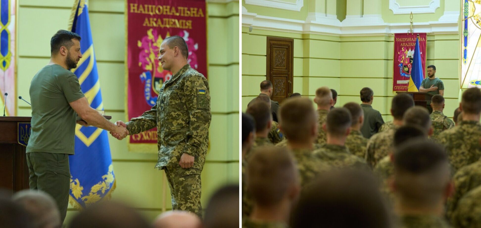 Зеленский встретился с курсантами Национальной академии Сухопутных войск во Львове и вручил награды военным. Видео