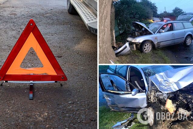 Легковик з'їхав з дороги і врізався в дерево