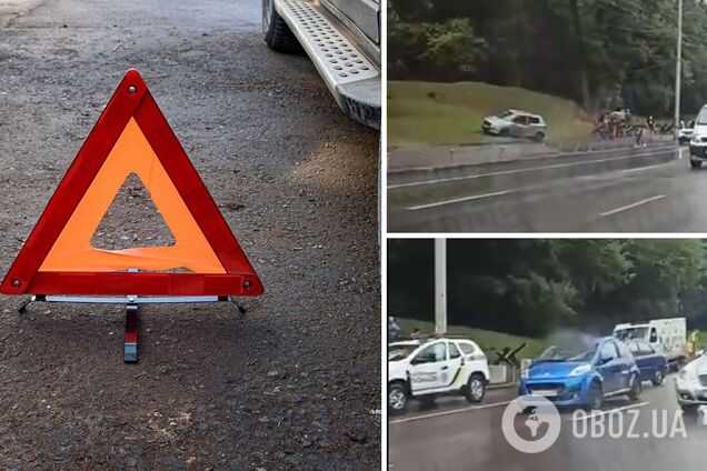 На мокрой дороге столкнулись три легковушки