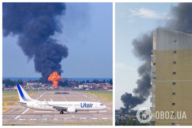 Поблизу аеропорту в Сочі сталася потужна пожежа, піднявся стовп чорного диму. Відео
