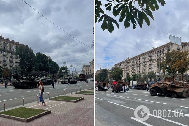 В Киеве на Крещатике устроили 'парад' разбитой техники российских оккупантов. Фото и видео
