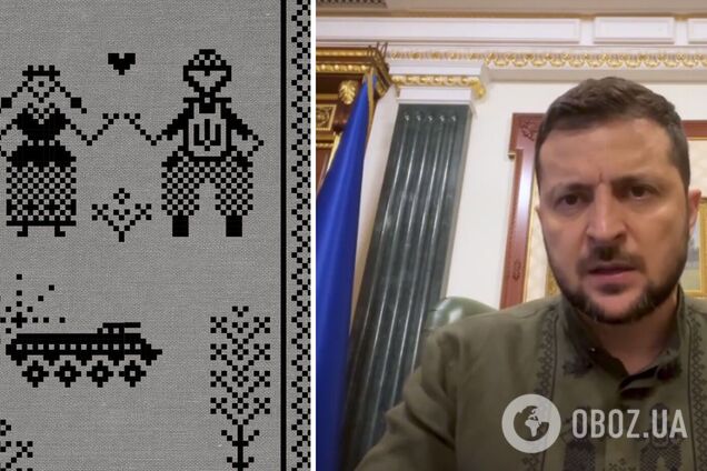 Зеленский надел особую вышиванку: на ней вышиты танки, БТР и держащиеся за руки украинцы