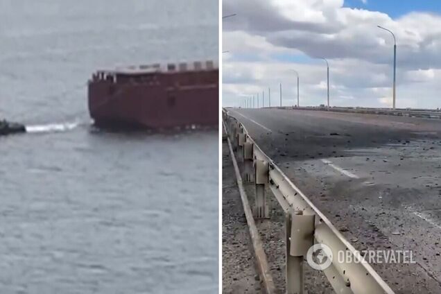 Оккупанты стягивают баржи под Антоновский мост в Херсоне: хотят сделать альтернативную переправу. Видео