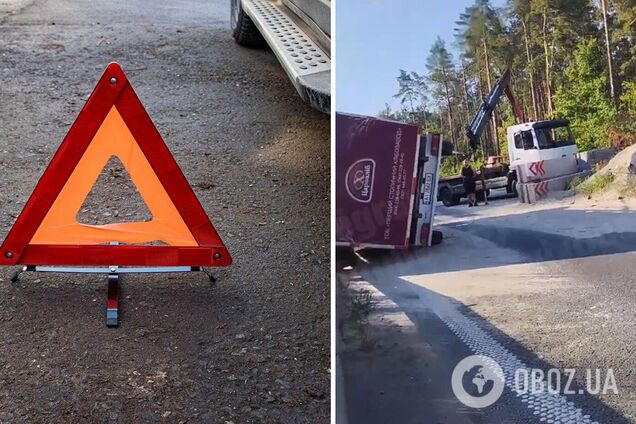 Для того, чтобы поставить грузовик на колеса задействовали автокран