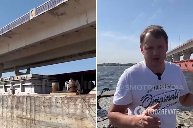 Из го*на и палок: гауляйтер Стремоусов похвастался переправой из барж вместо Антоновского моста. Видео