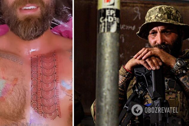 'Це моя нова броня': ведучий-воїн Даніель Салем набив вишиванку на грудях. Фото