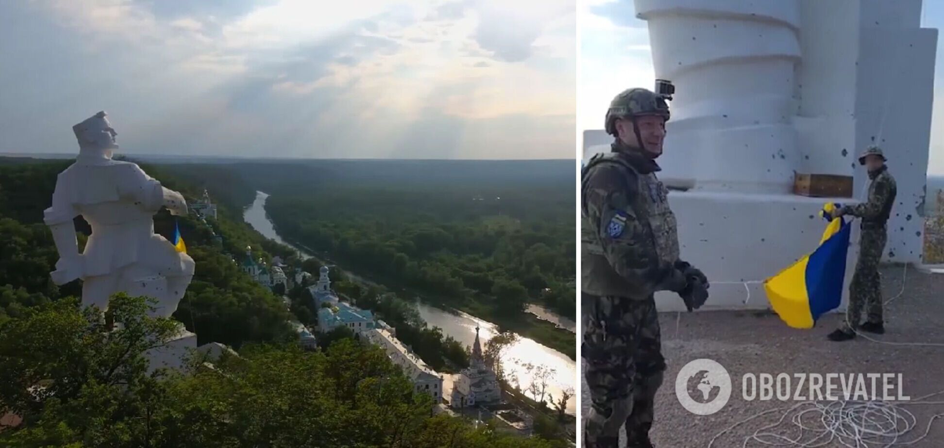 Українські захисники підняли прапор України над найвищою точкою Святогірська. Відео 