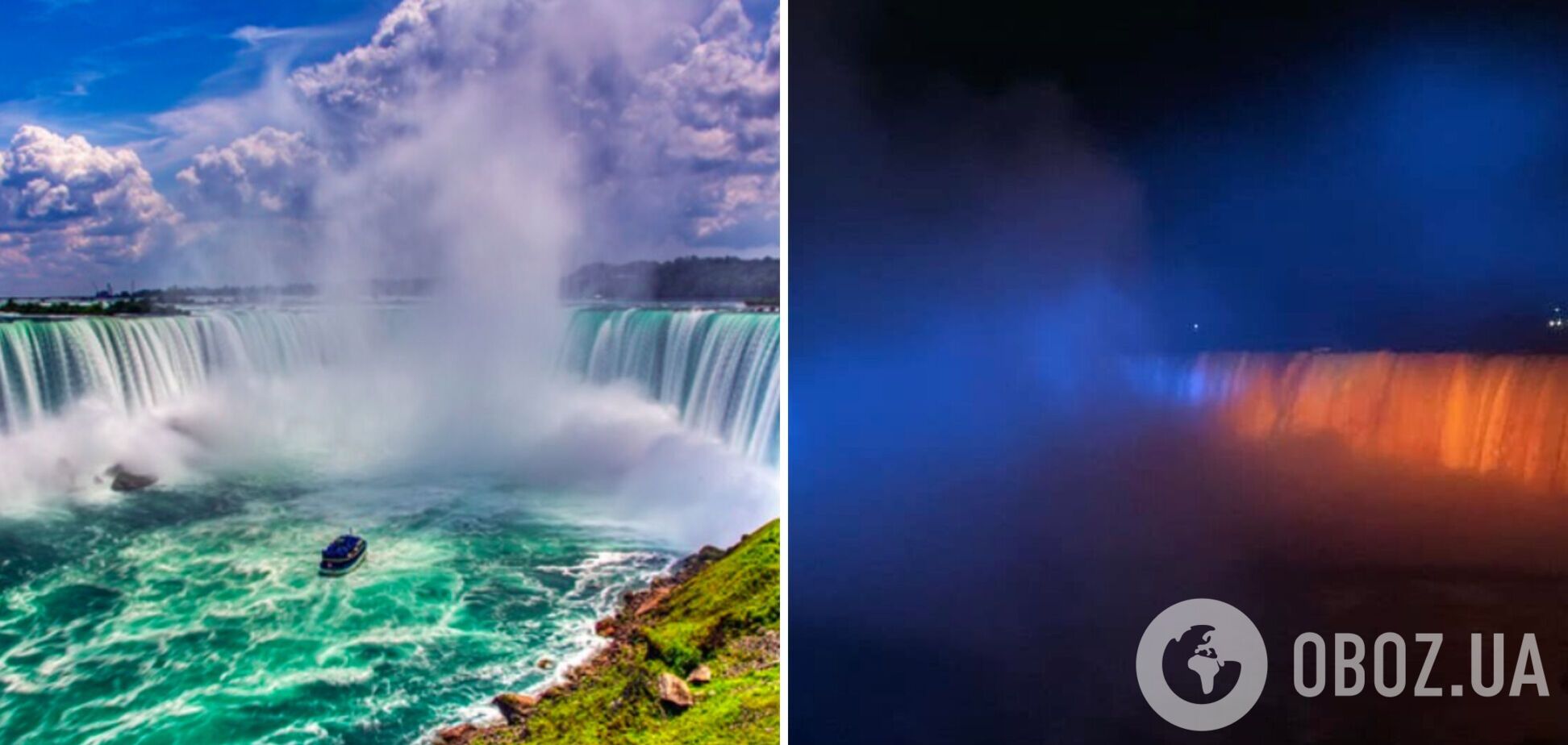 Один із найкрасивіших водоспадів світу засяяв кольорами прапора України. Фото