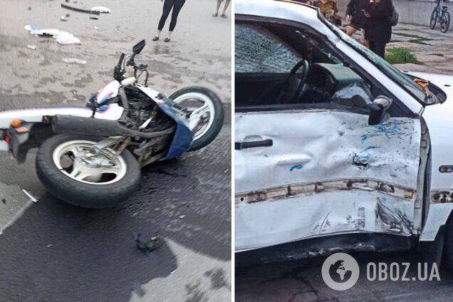 Мотоциклист на скорости протаранил легковушку