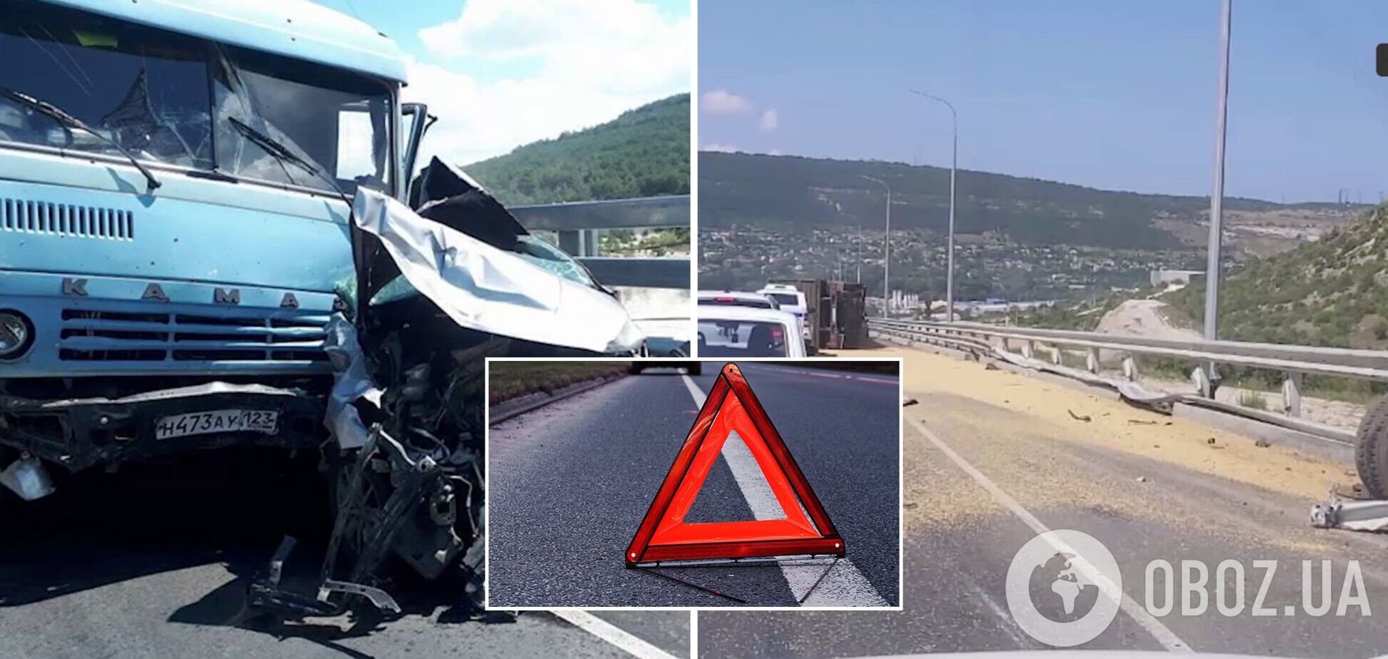 У Криму фура з краденим українським зерном протаранила 12 авто і загорілася, постраждало понад 20 людей. Відео