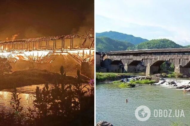 У Китаї згорів найдовший дерев'яний міст