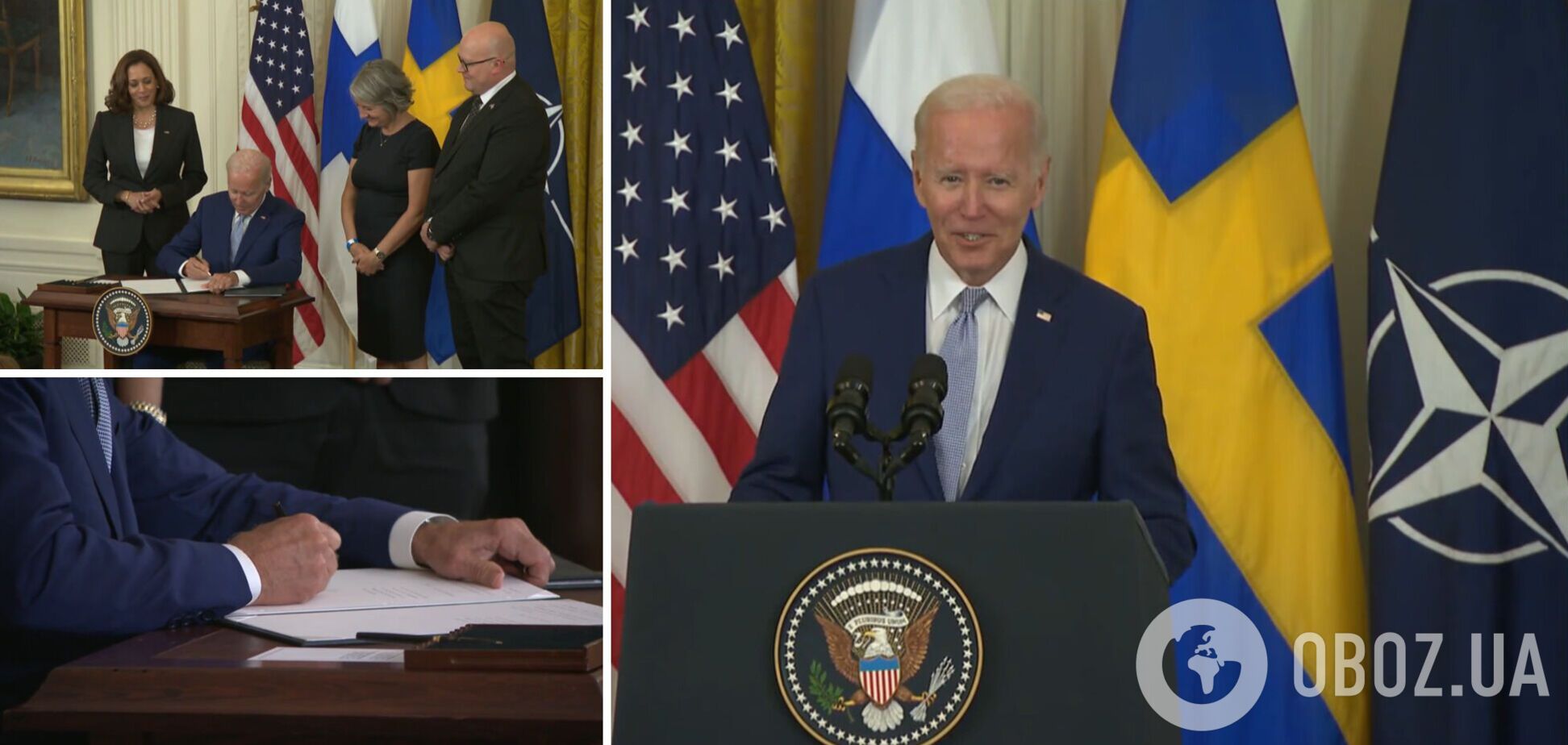 Байден официально подписал протоколы о присоединении Финляндии и Швеции к НАТО. Видео