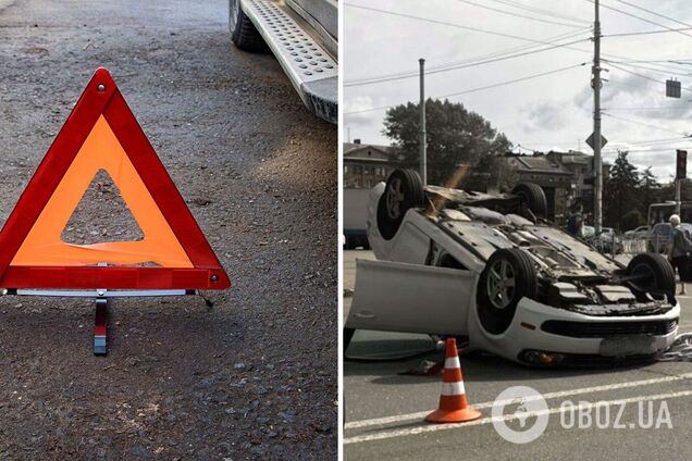 Один із легковиків перекинувся