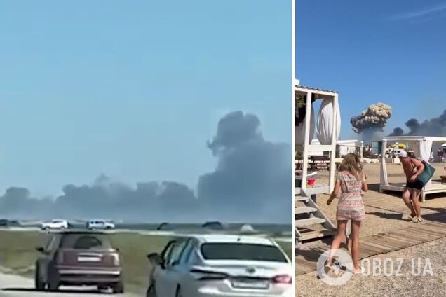 'Надо валить отсюда!' Российские туристы в панике бегут из Новофедоровки после взрывов на авиабазе. Видео