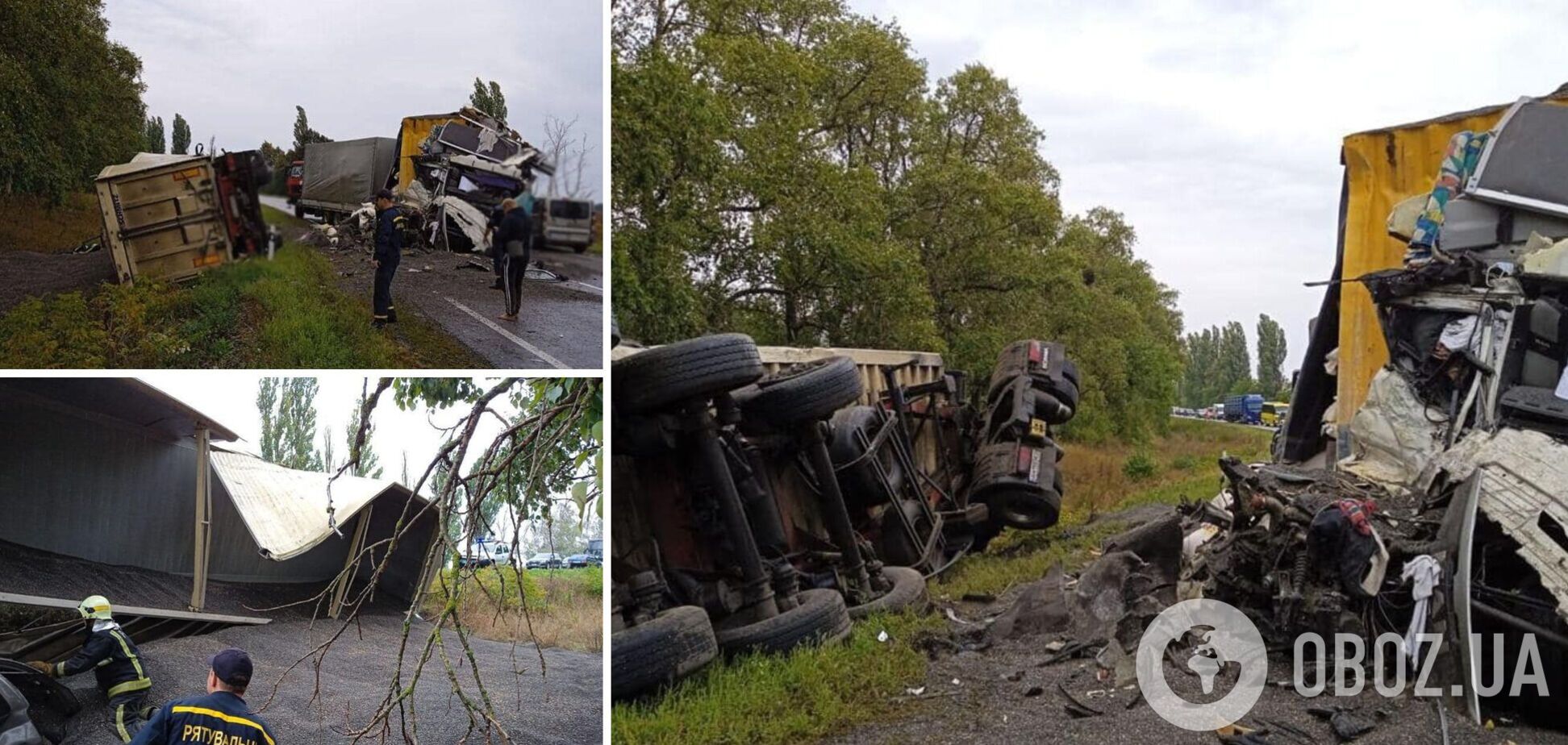 Столкнулись два грузовика и легковушка: в тройном ДТП на Черкащине погибли два водителя. Фото