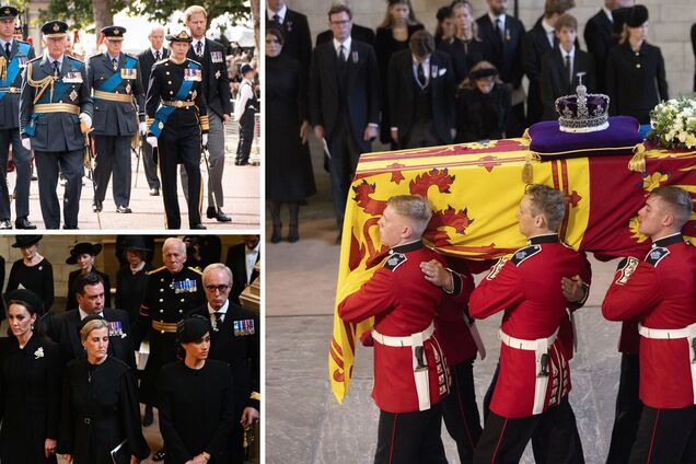 Траурний кортеж Єлизавети II прибув у Вестмінстер: у процесії брали участь всі члени королівської сім'ї. Фото