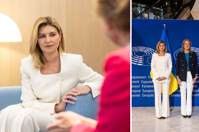 Білим по білому. Олена Зеленська вразила вишуканим луком в Європарламенті