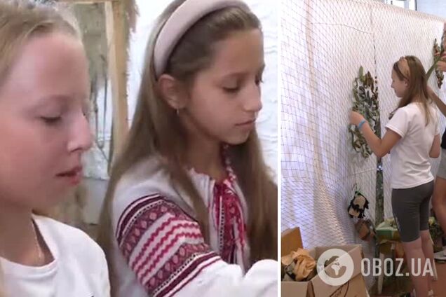 'Увидела, как папе сложно': 12-летняя дочь защитника Украины плетет маскировочные сетки для ВСУ. Видео