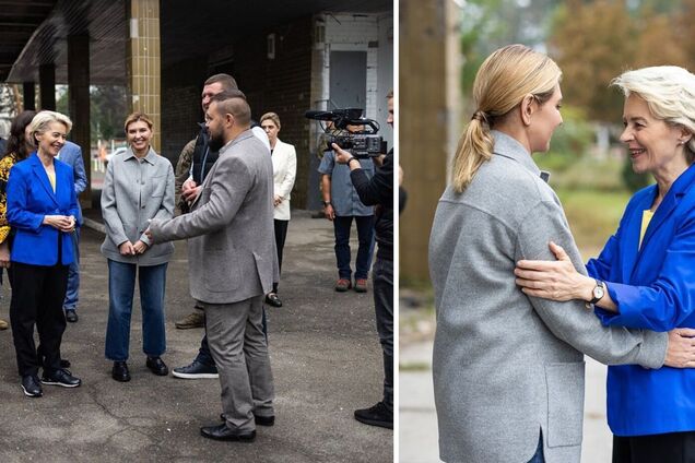 Олена Зеленська в широких джинсах та Урсула фон дер Ляєн у синьо-жовтому вбранні захопили мережу. Фото