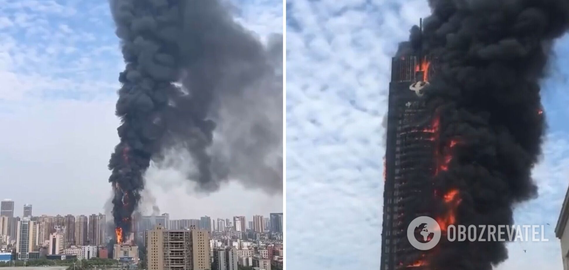 У Китаї за 20 хв згорів 200-метровий хмарочос: моторошні кадри
