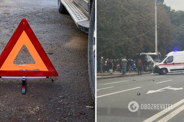 Столкнулись легковушка и маршрутка