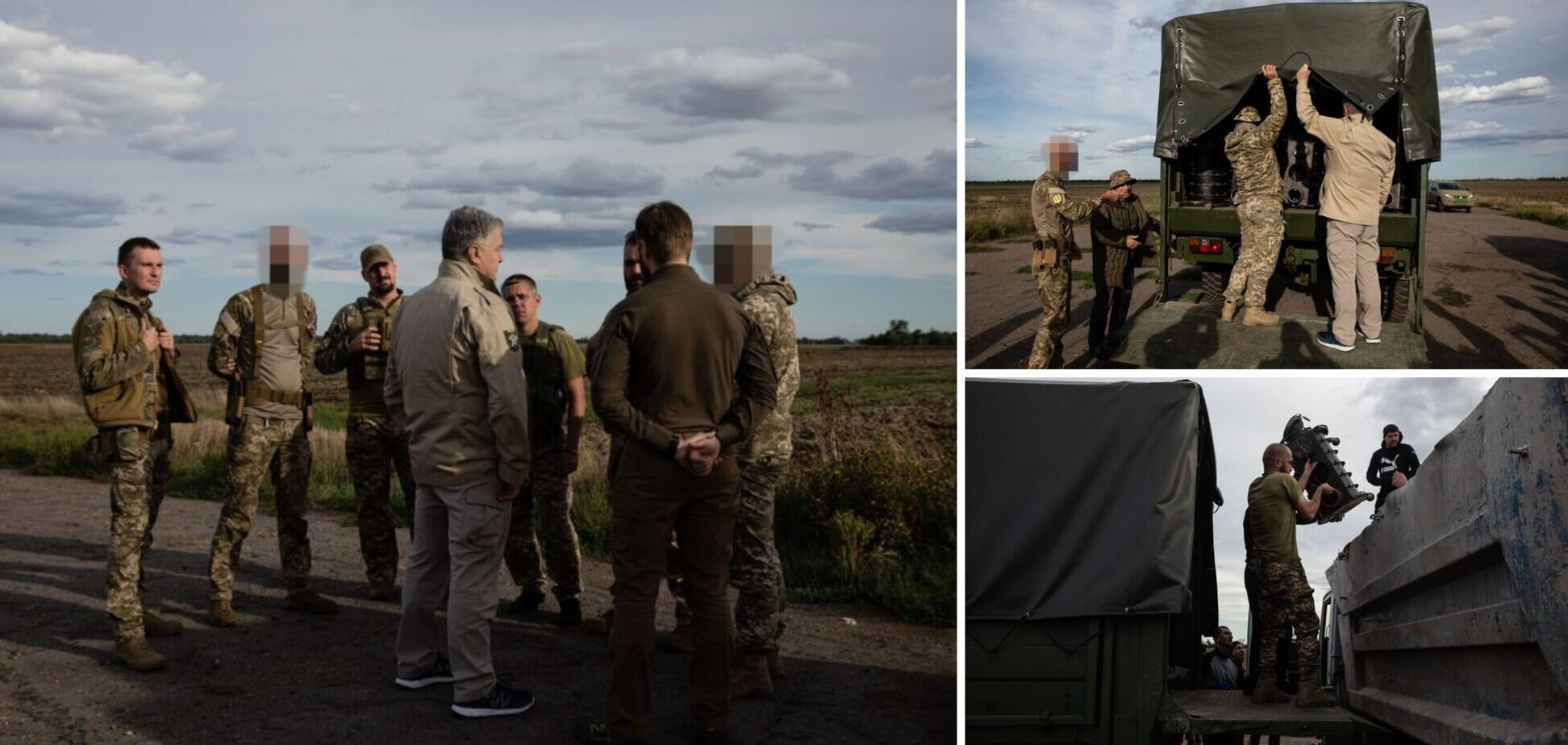 Передали из рук в руки: Порошенко с волонтерами привезли на фронт военным 50 буржуек