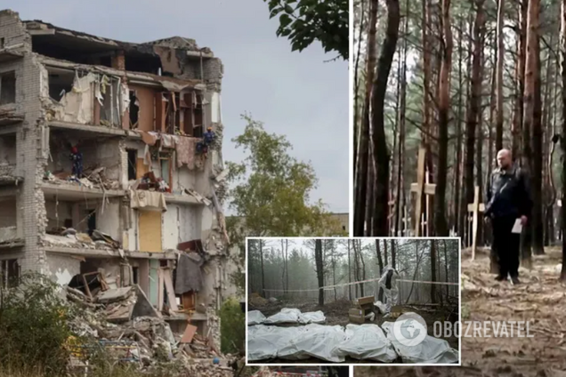 'Вони загинули під час авіаудару по п’ятиповерхівці': чоловік знайшов поховання своїх родичів під Ізюмом. Відео