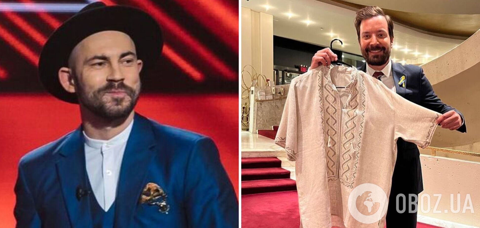 Бедняков подарил Джимми Феллону вышиванку, но немного не угадал с размером