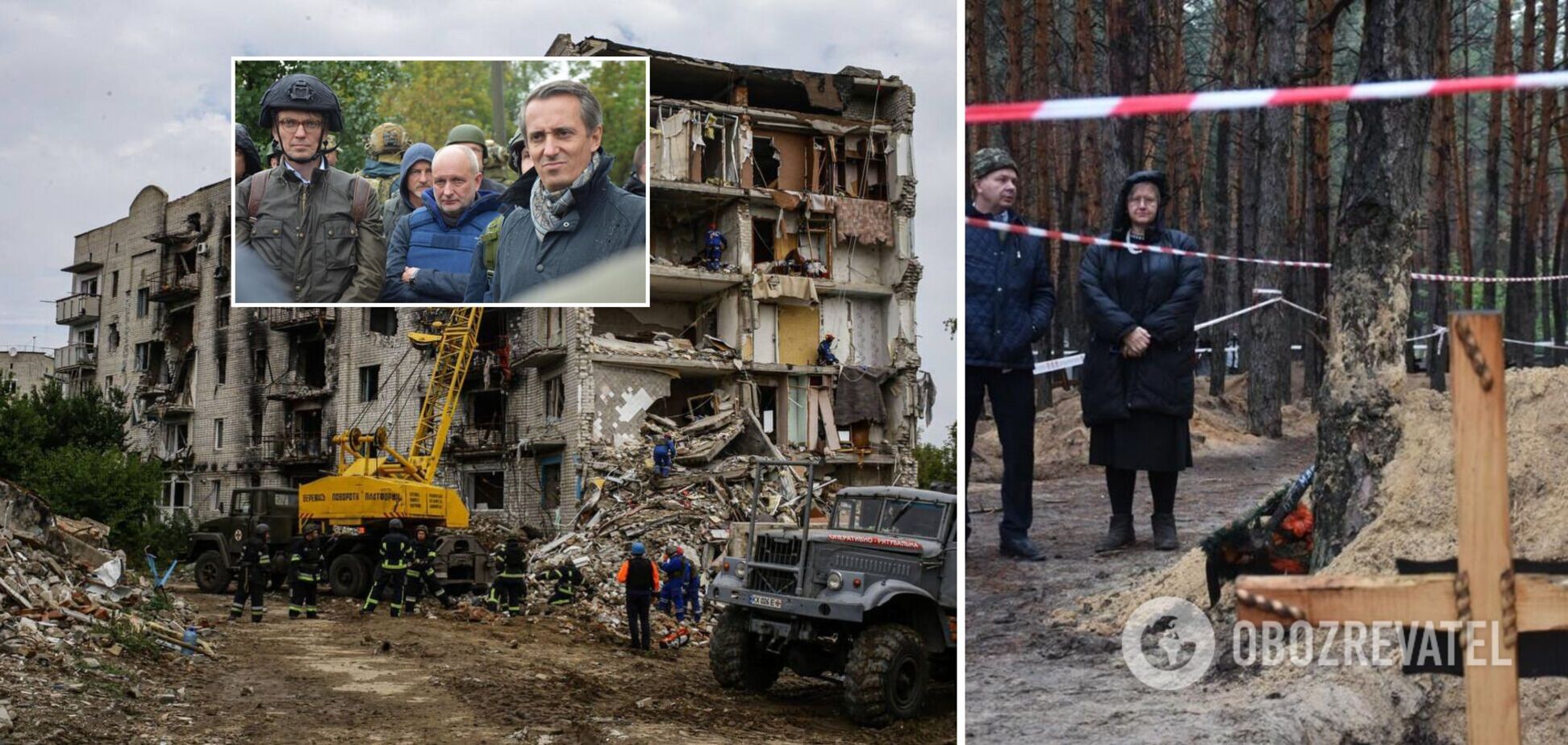 Посли низки іноземних держав відвідали деокупований Ізюм, де на власні очі побачили наслідки російської окупації. Фото