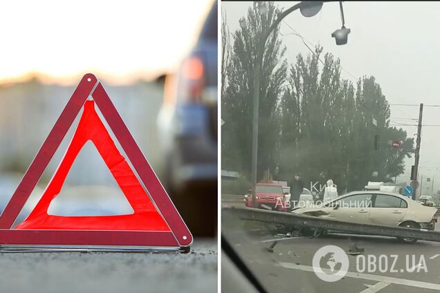 Машина протаранила металлическое ограждение