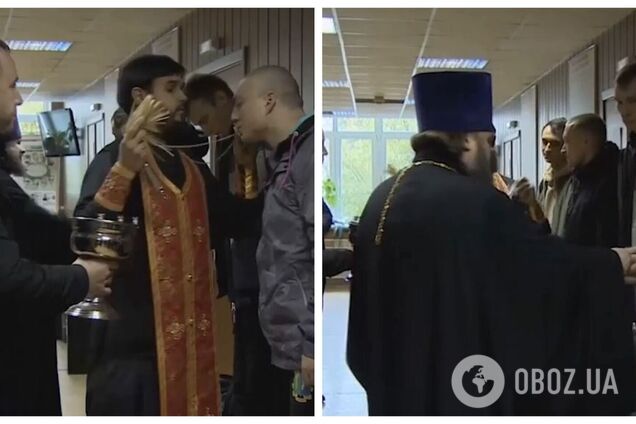 В Москве мобилизованным на войну против Украины в военкомате выдают крестики и кропят святой водой. Видео