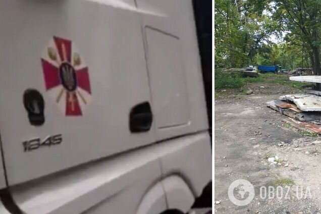 В Киеве стройматериалы на скандальную стройку возят грузовиками с эмблемами ВСУ