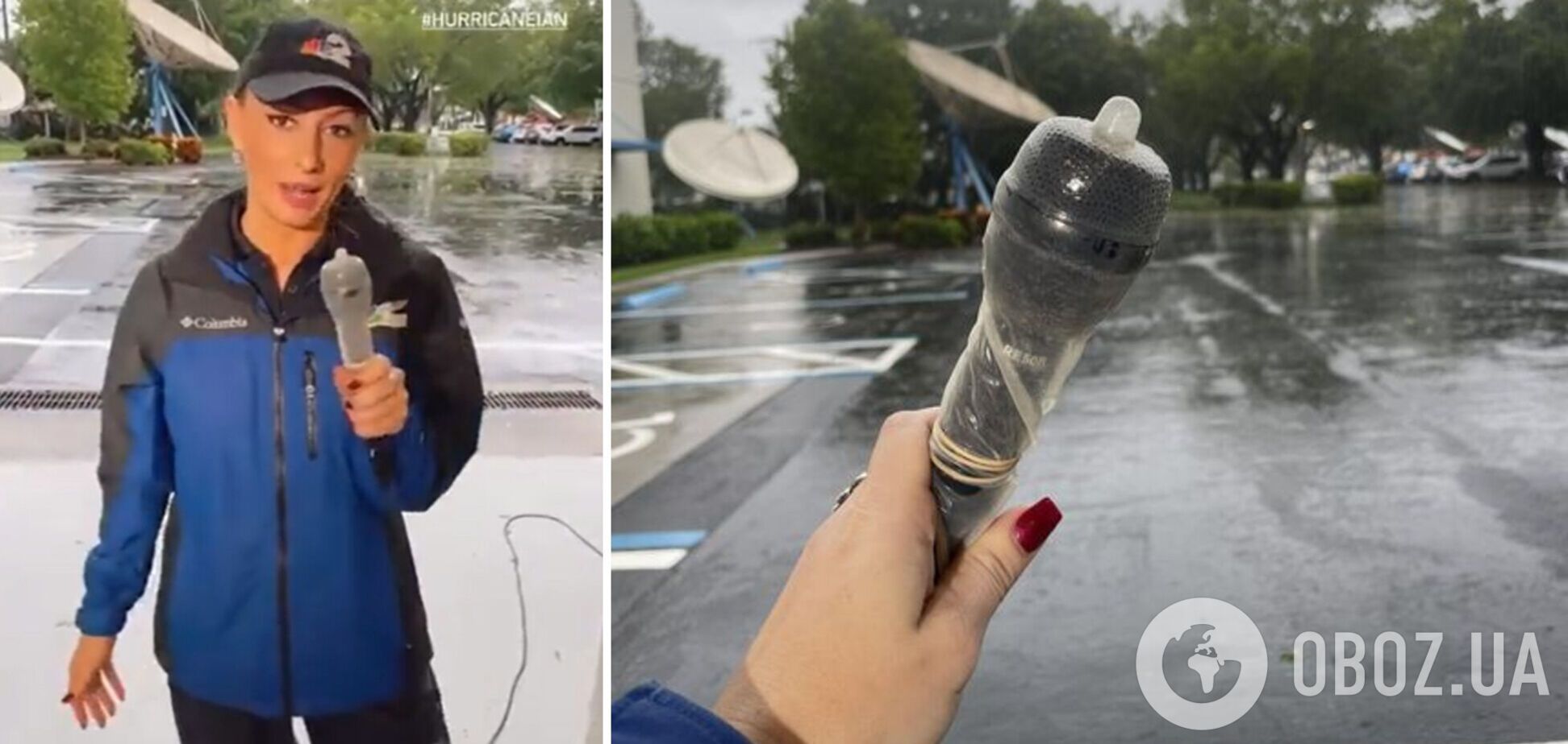 Журналистка из Флориды записывала сюжет во время урагана с презервативом на микрофоне и взорвала сеть