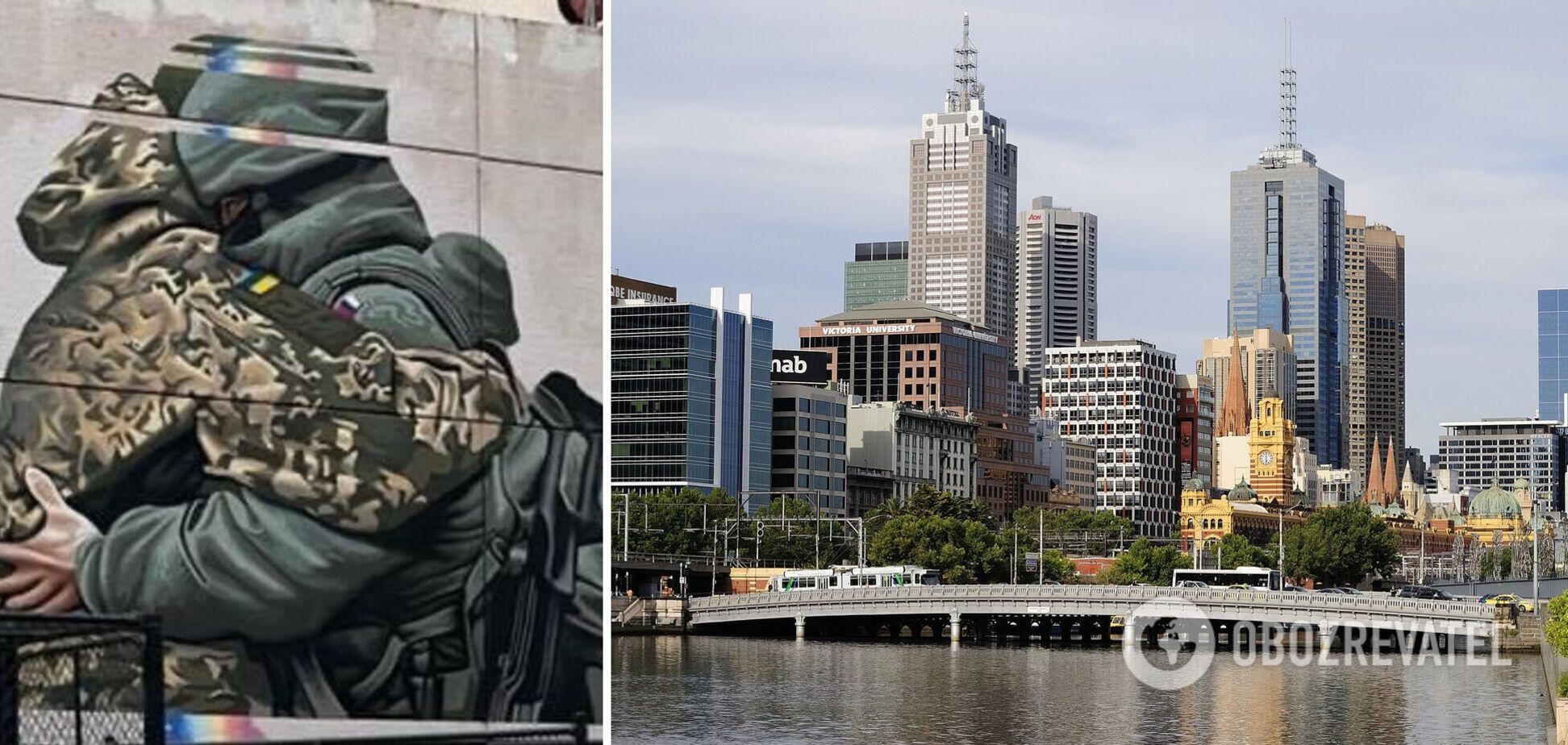 В Мельбурне показали объятия украинского и русского солдат: в сети возмущены пеформансом. Фото