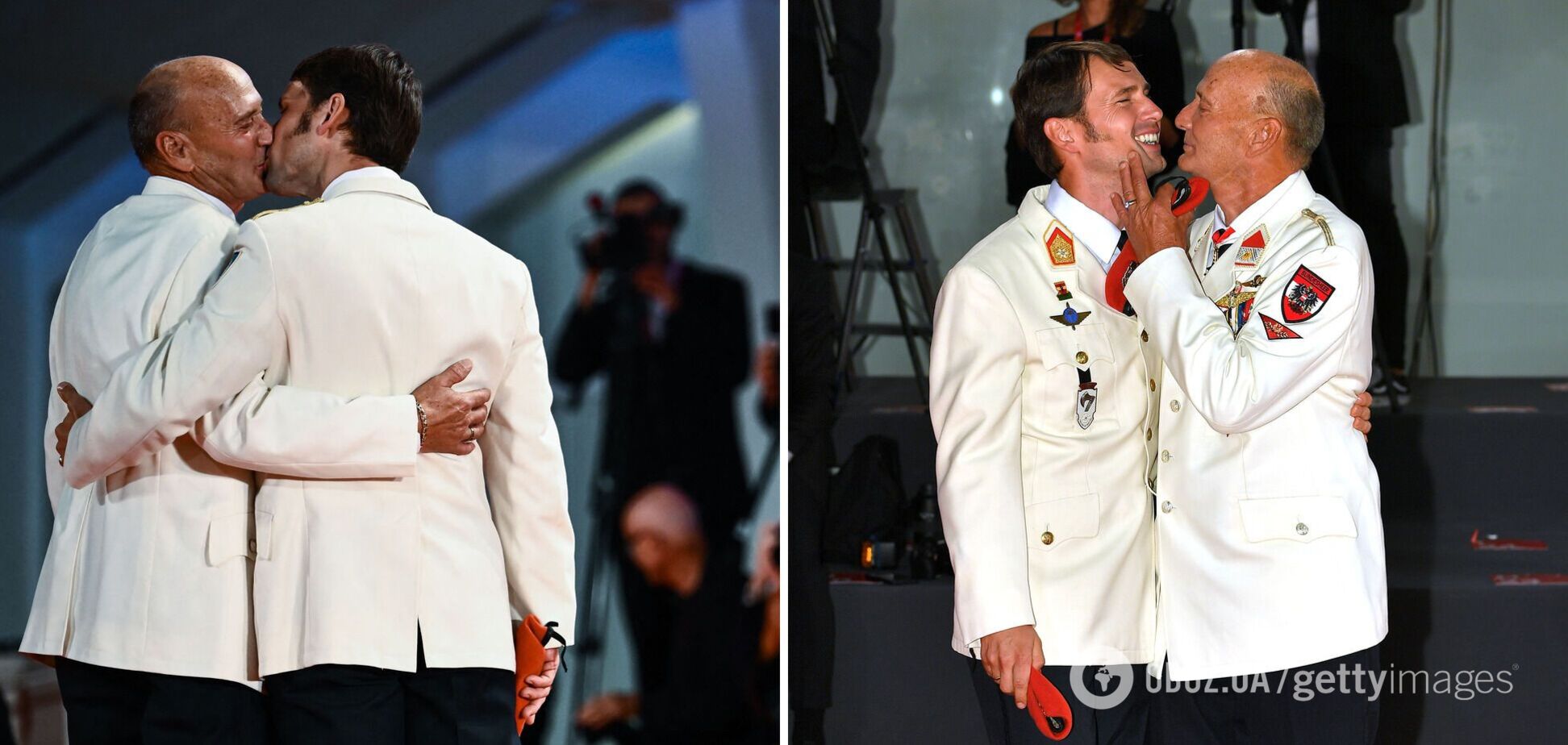 Австрийские военнослужащие-геи нежно поцеловались на красной дорожке Венецианского фестиваля. Фото