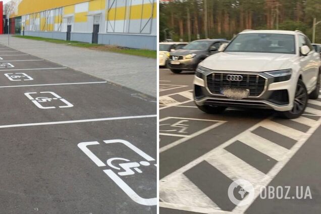 Водитель припарковался сразу на двух местах для людей с инвалидностью