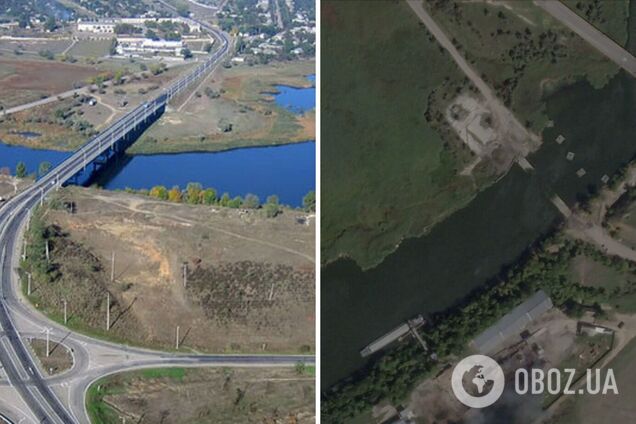 ВСУ уничтожили понтонный мост вблизи Дарьевки Херсонской области, который использовали оккупанты. Спутниковые фото