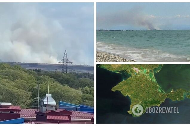 В Саках произошел масштабный пожар, в небо поднялись столбы дыма. Фото и видео
