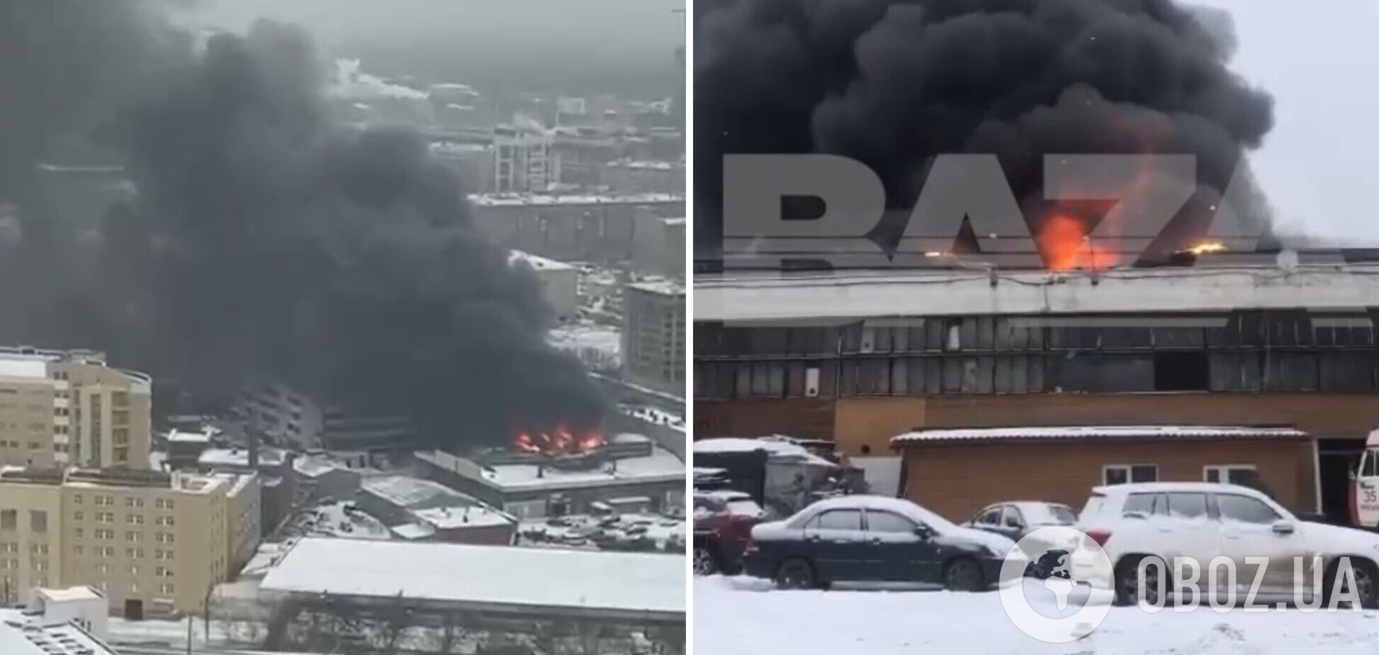 У Москві спалахнула потужна пожежа на складі, піднявся стовп чорного диму. Відео