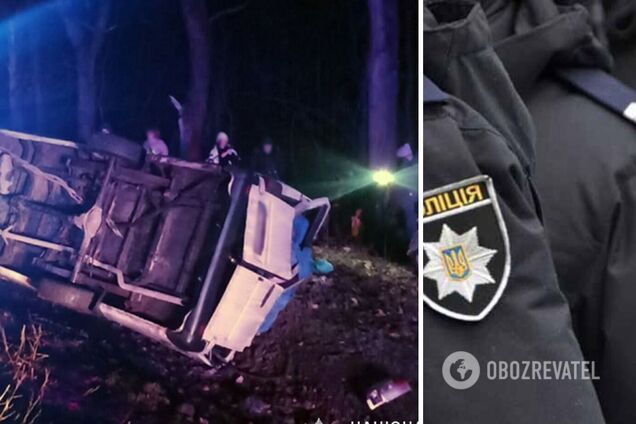 На Хмельниччині перекинувся пасажирський автобус, багато постраждалих. Фото