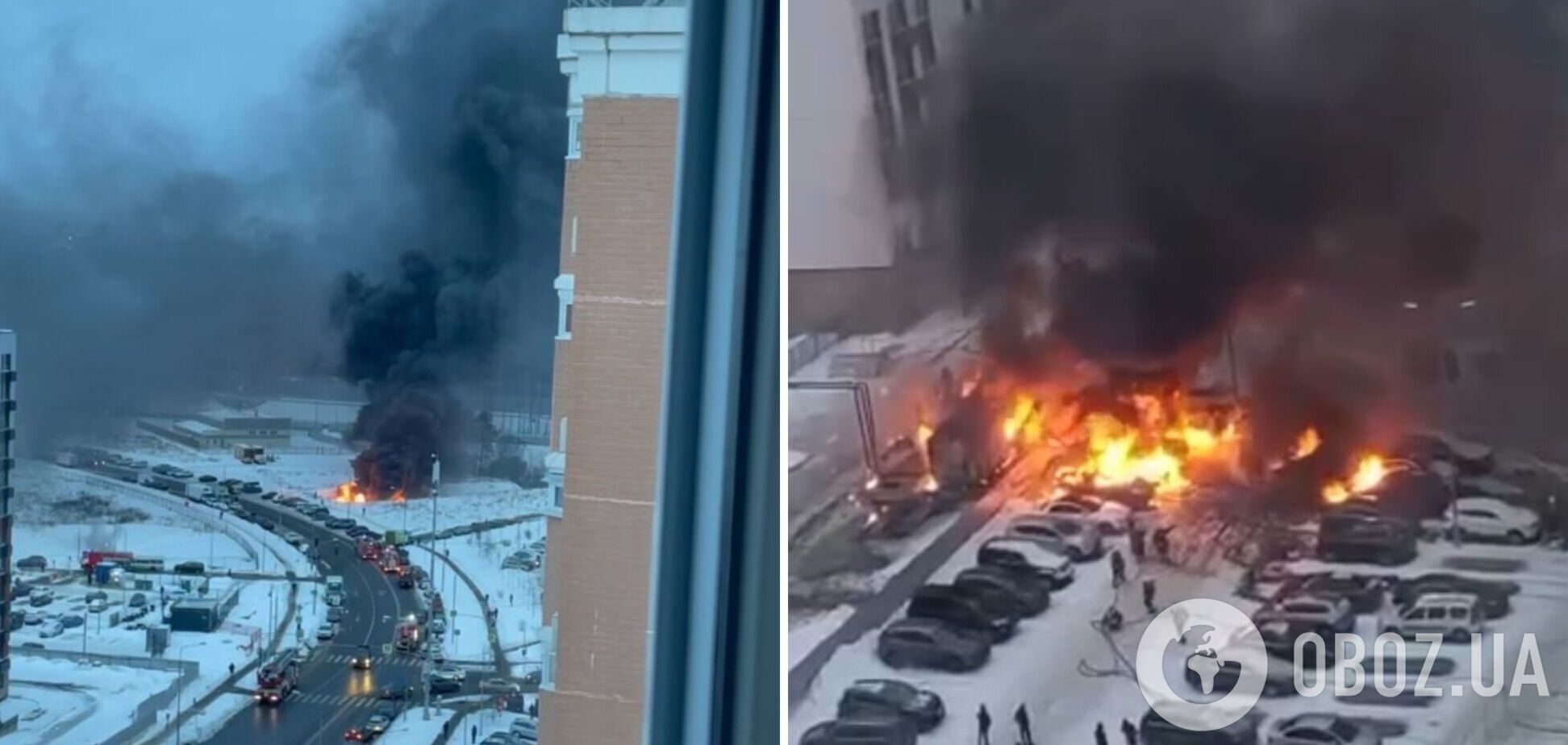 В Москве загорелся мощный пожар, поднялась стена черного дыма. Видео