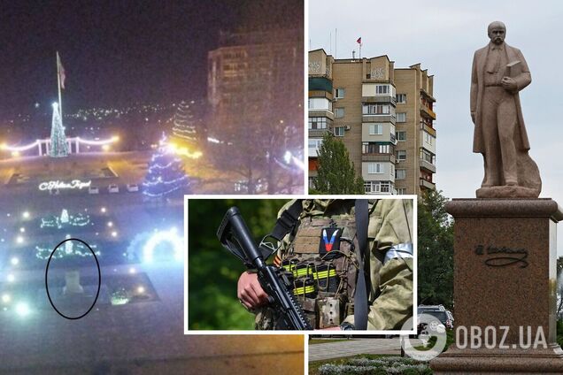 Россияне сняли памятник Тарасу Шевченко в Мелитополе