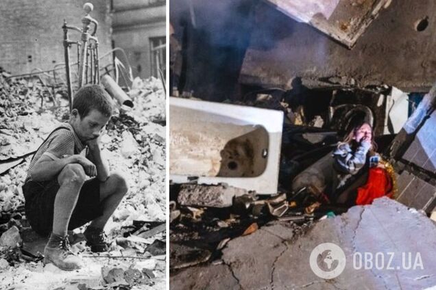 'История повторяется': в сети сравнили снимок из Варшавы во время Второй мировой и фото из разбомбленной квартиры в Днепре