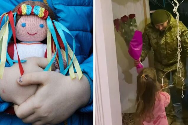 Трехлетняя девочка растрогала сеть, встречая своего дедушку-защитника