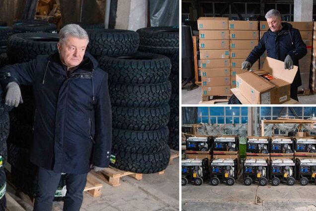 Скоро будут на передовой: Порошенко передал на фронт 100 тысяч химических грелок, генераторов и шин. Фото