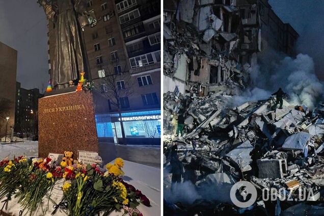 В Москве начались задержания возле стихийного мемориала жертвам российского удара в Днепре. Фото и видео