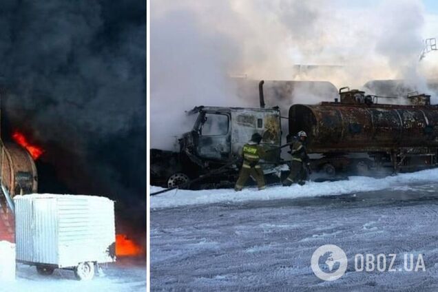 У Сибіру загорілися цистерни з паливом, які мали відправити окупантам в Україну. Відео