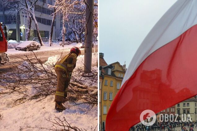 У Польщі аномальні снігопади: загинуло 2 особи, 300 тис. людей залишились без електрики. Фото