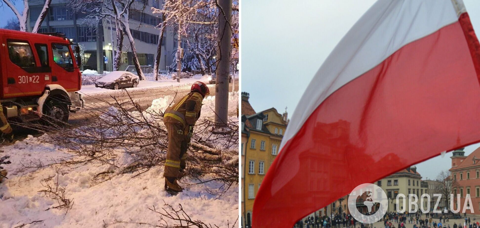 В Польше аномальные снегопады: погибло 2 человека, 300 тыс. людей остались без электричества. Фото