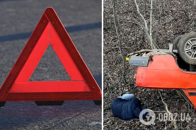 Водитель спал рядом с поврежденной машиной.